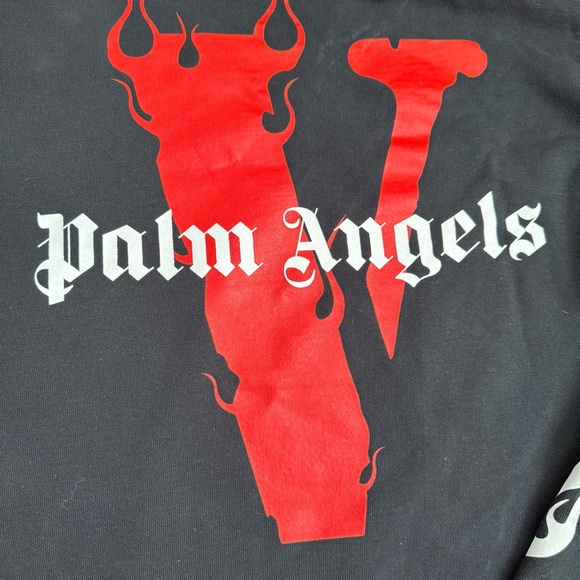 VLONE Hoodie Black Red And White Cropped Fabric Style - PALM ANGELS - Picture 6 of 9